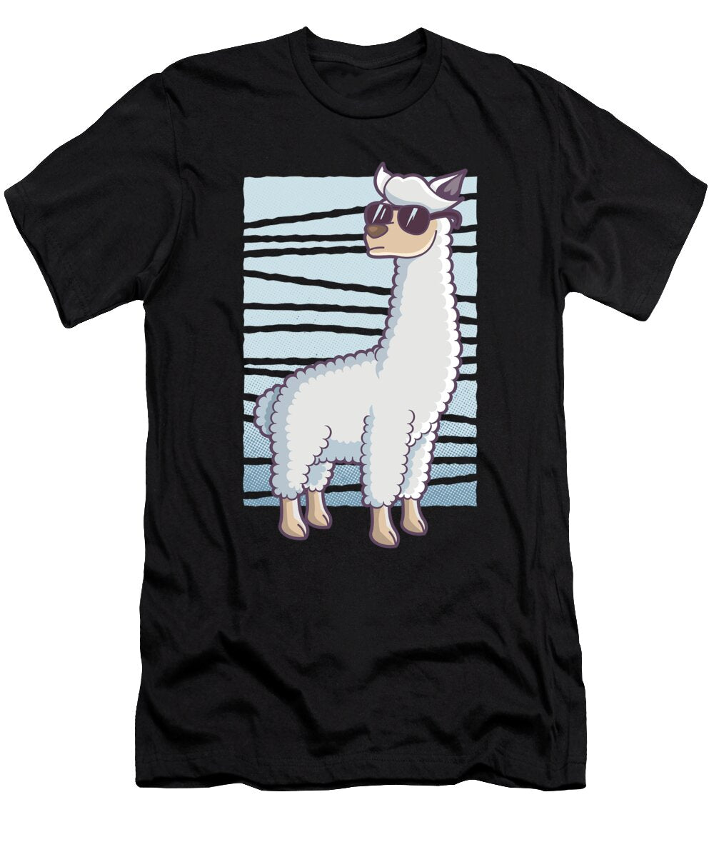 Funny Mammal Alpaca Guanaco Camel Like Animal Wildlife Gift Llama with Sun Glasses Thomas Larch T-Shirt