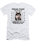 Funny Personal Stalker Black and White Husky Dog Studi Alex T-Shirt