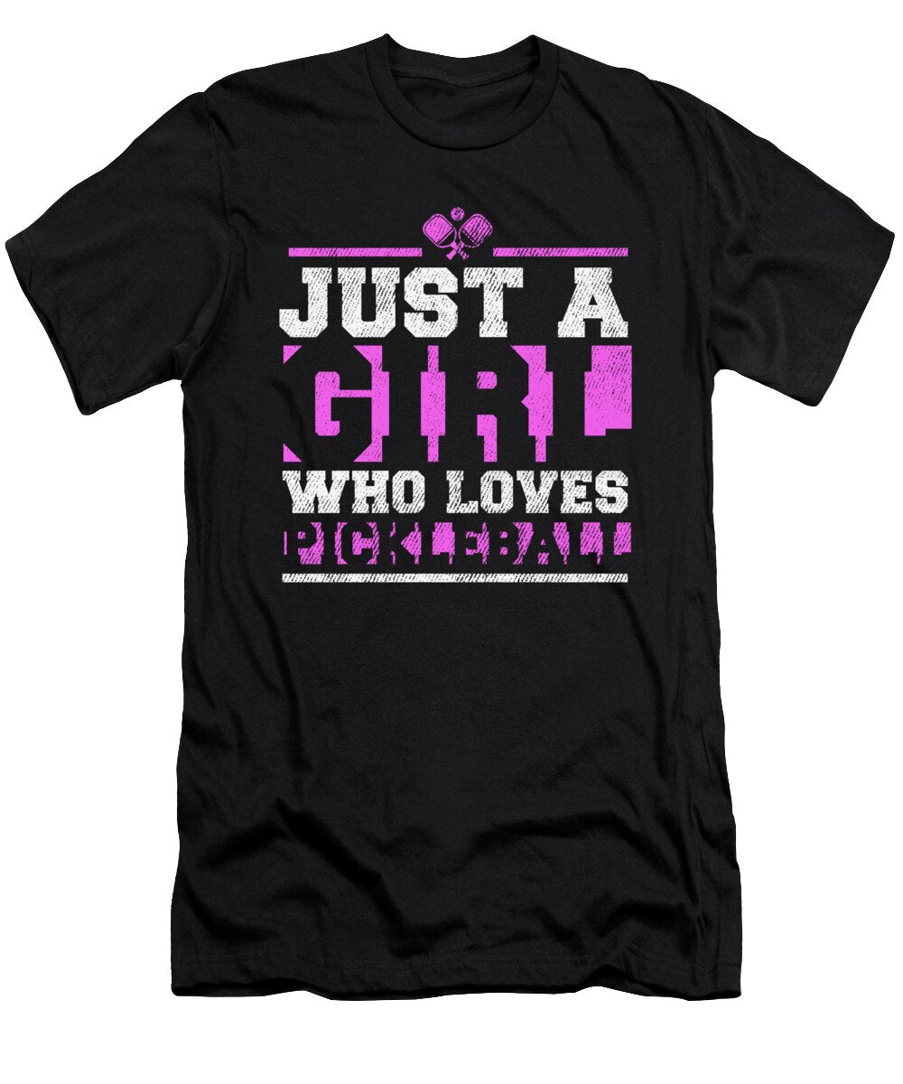 Funny Pickleball Player Just a Girl Who Loves Pickleball Crazy Squirrel T-Shirt