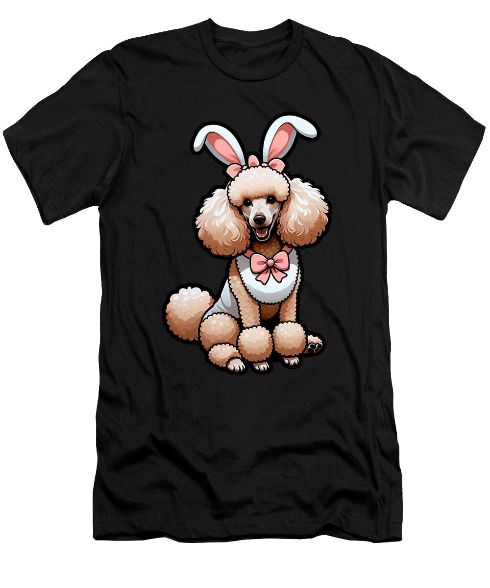 Funny Poodle Bunny Ears Eggs Cute Easter Dog Natalie Lidford T-Shirt