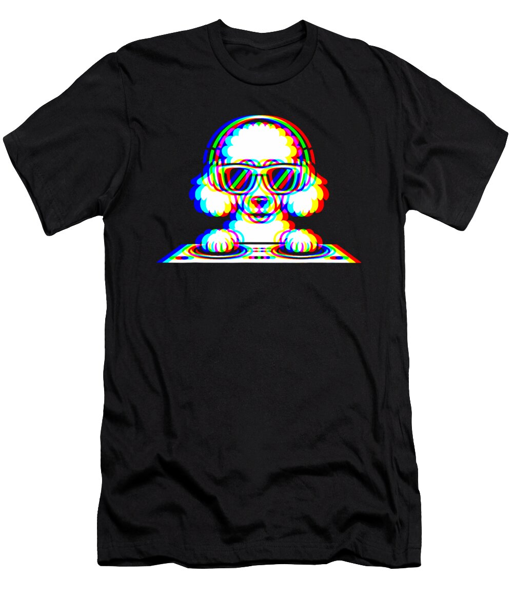 Funny Poodle DJ Glitch Rave Edm Music Party Studi Alex T-Shirt