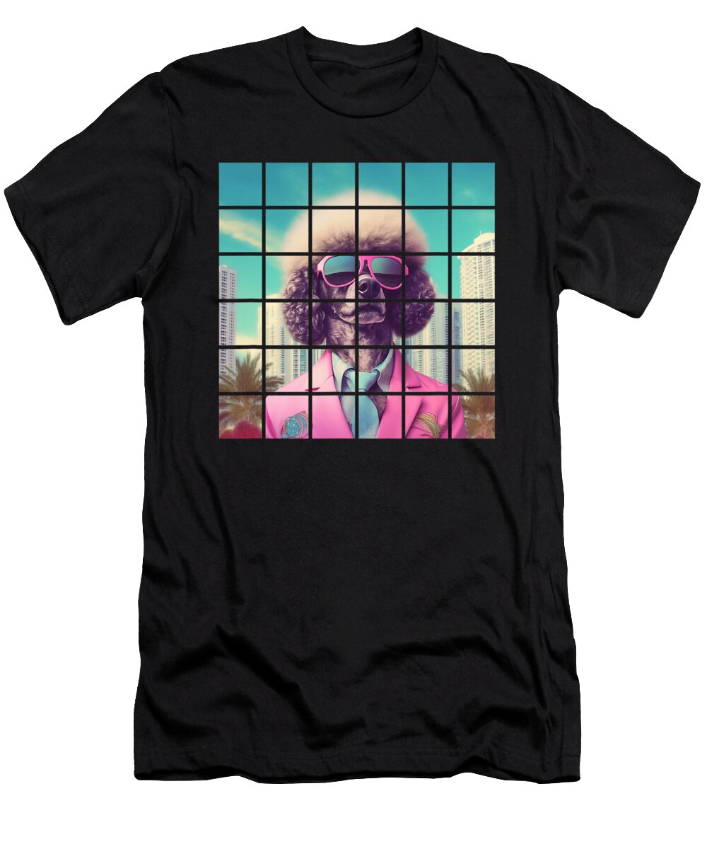 Funny Poodle Dog Synthwave Aesthetic Humor Yah Lishr T-Shirt