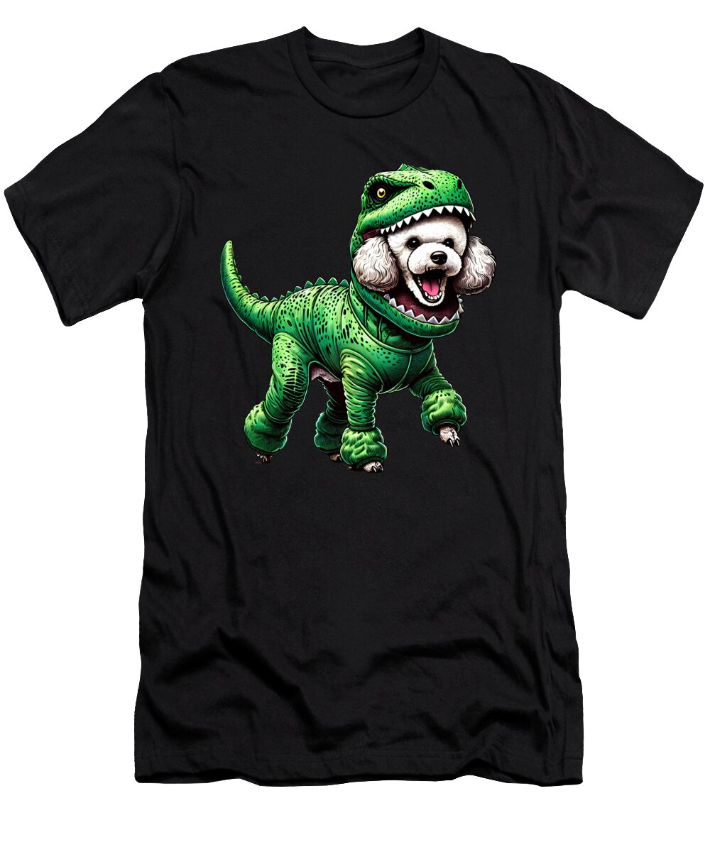 Funny Poodle Wearing Dinosaur Outfit Dog Lover Job T-Shirt