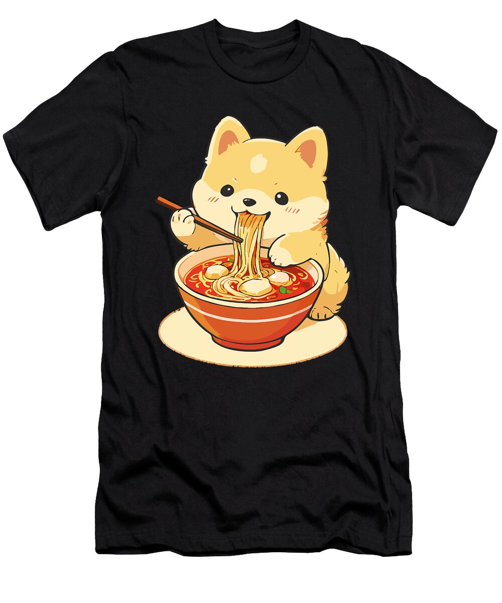 Funny Ramen Dog Eating Anime Design for Food Zyneu Gangd T-Shirt