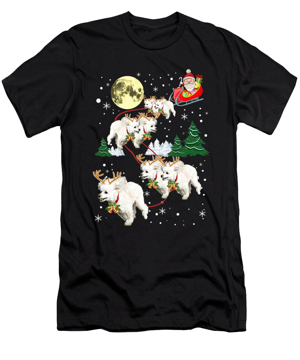 Funny Reindeer Poodles Xmas Christmas Dog Lovers Gift Dhbubble T-Shirt