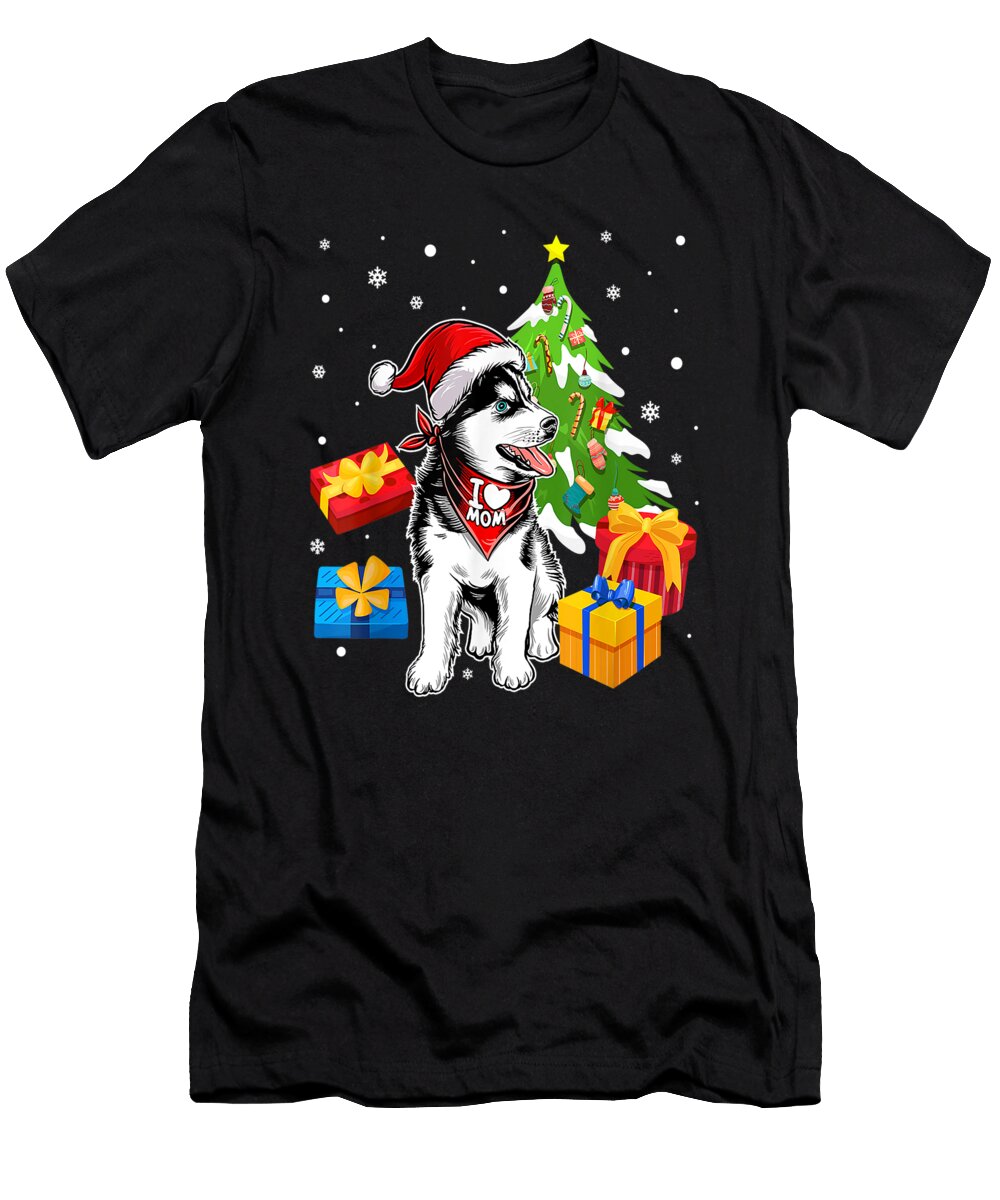 Funny Santa Husky Mom Christmas Tree Gifts Xmas Matching Th T-Shirt