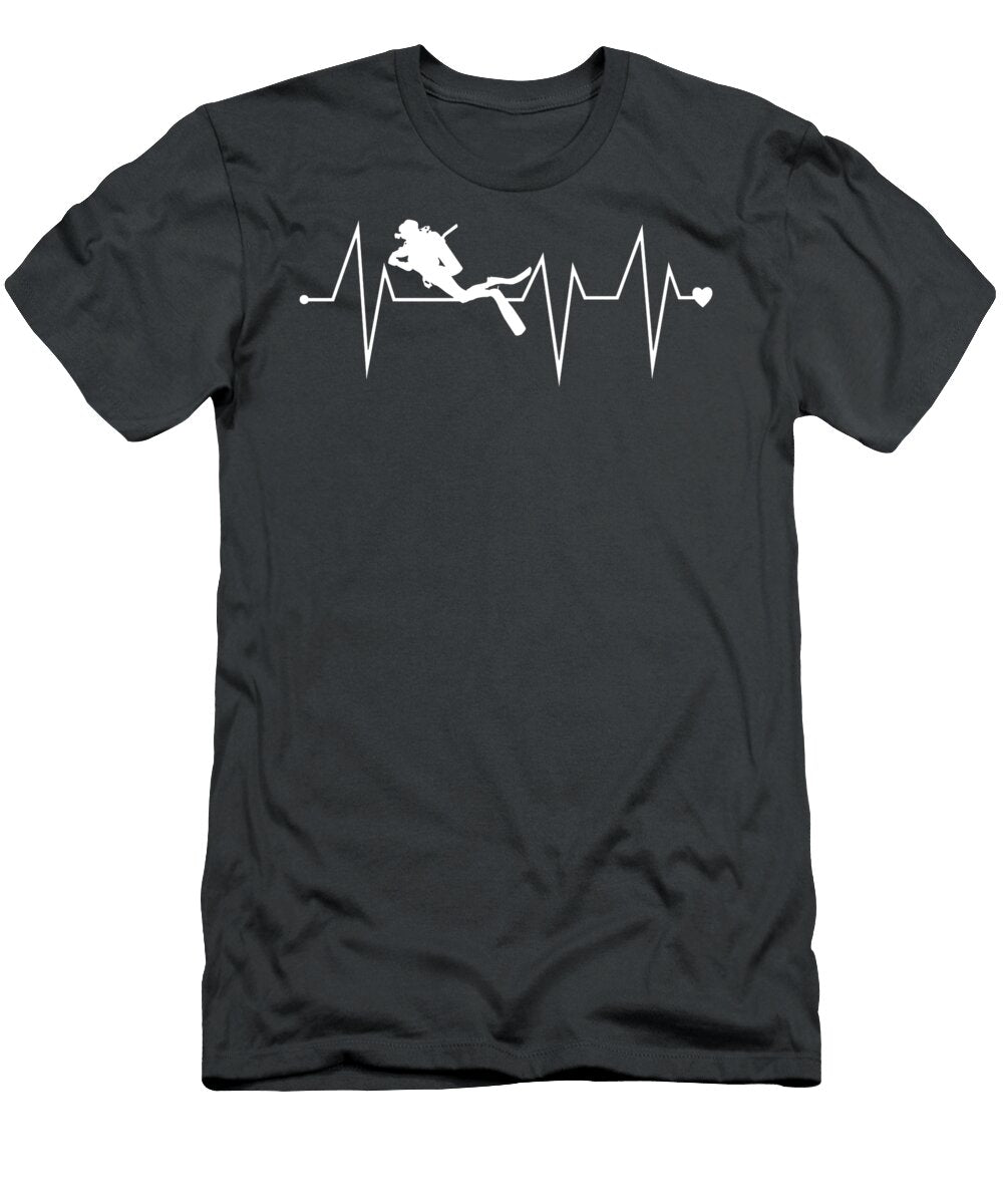 Funny Scuba Diving Free Diver Heartbeat Heart Pulse Rate Ekg Bowieb Zeean T-Shirt