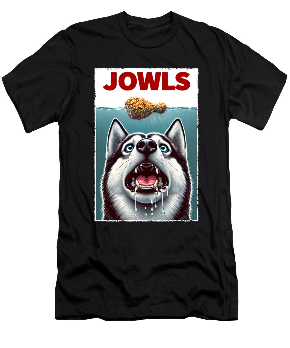 Funny Siberian Husky and Fried Chicken Parody Jowls Dog Lover Job T-Shirt