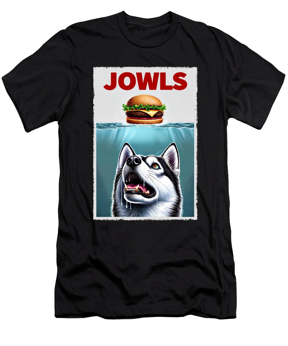 Funny Siberian Husky and Hamburger Parody Jowls Dog Lover Job T-Shirt