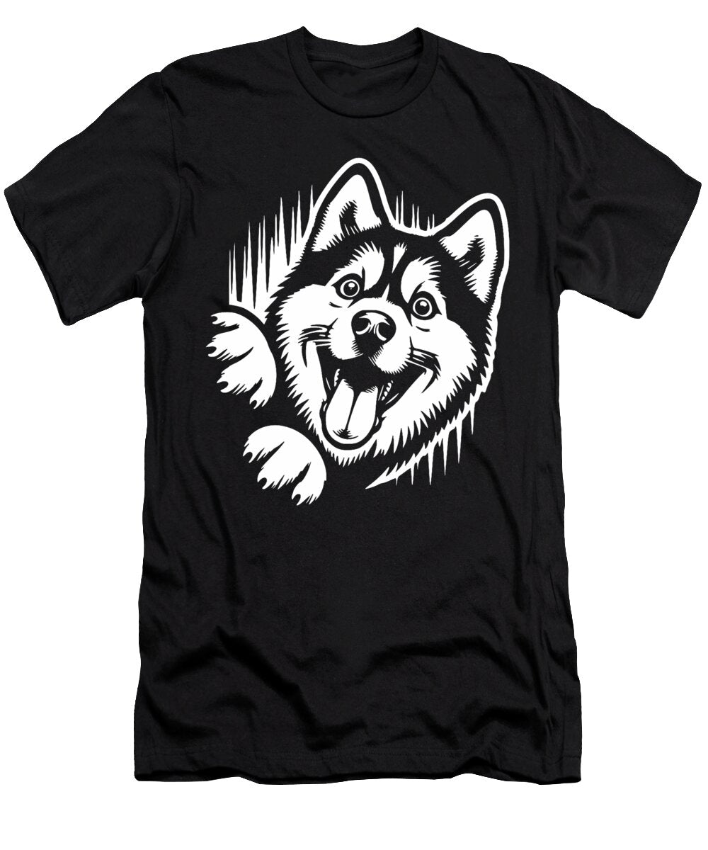 Funny Siberian Husky Peeking Dog Natalie Lidford T-Shirt