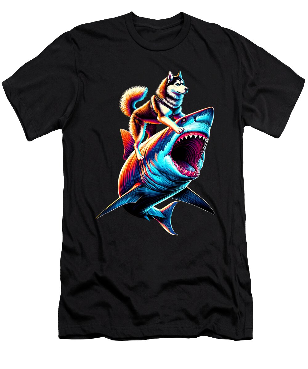 Funny Siberian Husky Riding Shark Dog Lover Dh Bubble T-Shirt