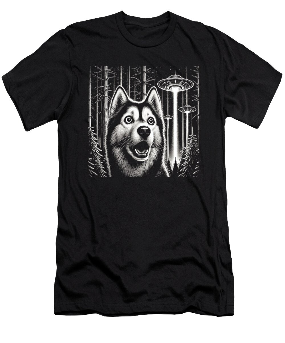 Funny Siberian Husky Ufo Encounter Zyneu Gangd T-Shirt