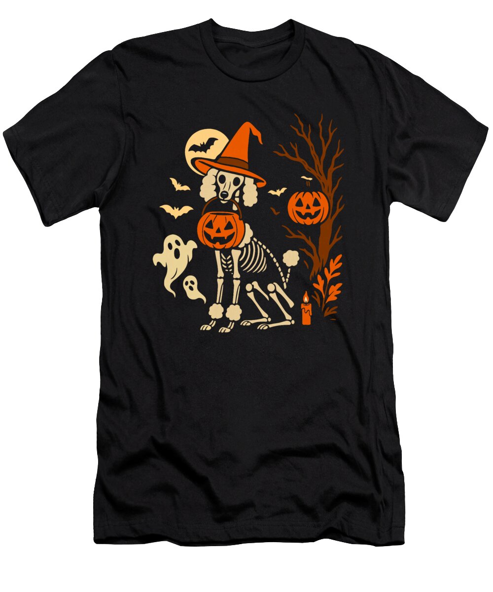 Funny Skeleton Poodle Halloween Poodle Dog Mom Studi Alex T-Shirt