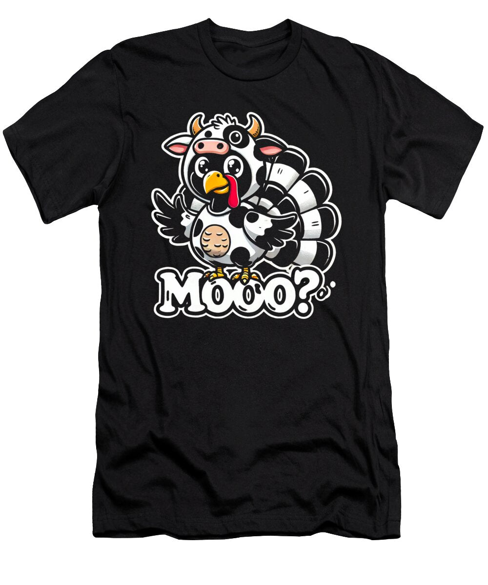 Funny Turkey Cow Moo Thanksgiving Turkey Studi Alex T-Shirt