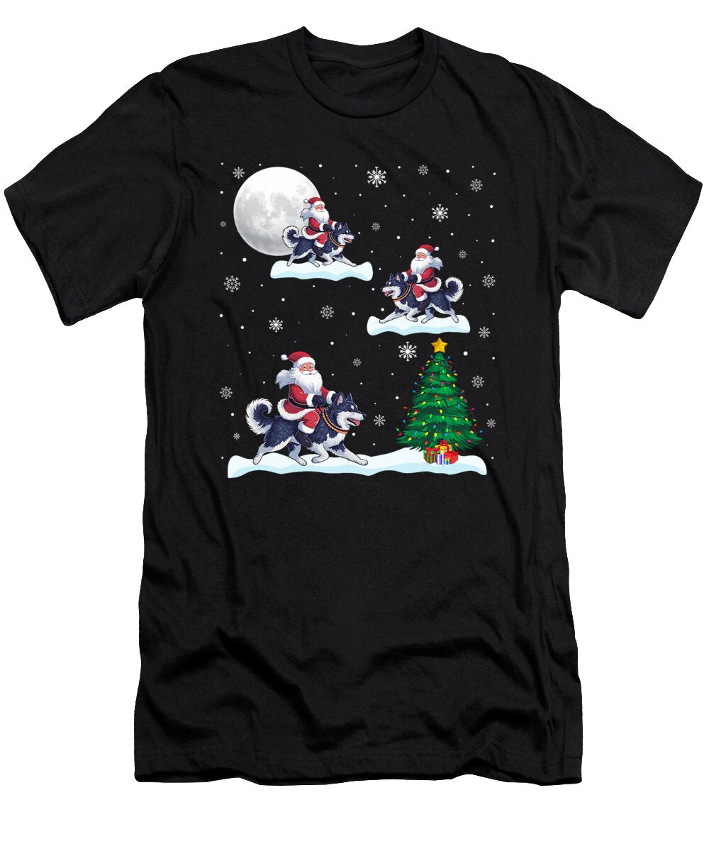 Funny Xmas Lighting Tree Santa Riding Alaskan Sophie Eleanor T-Shirt