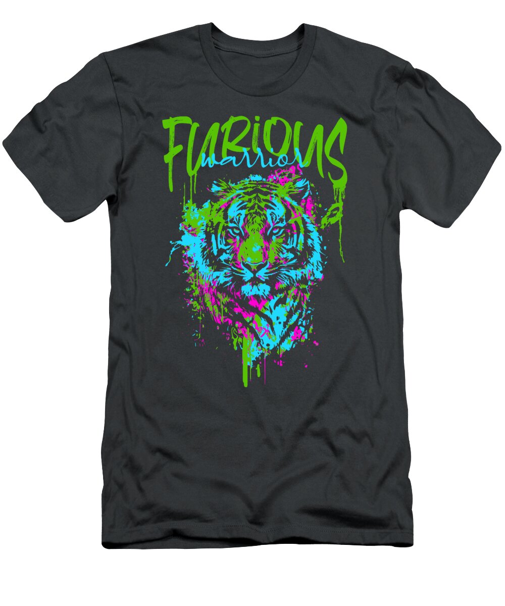 Furious Warrior Liver Cancer Green Tiger Ribbon Natalie Lidford T-Shirt