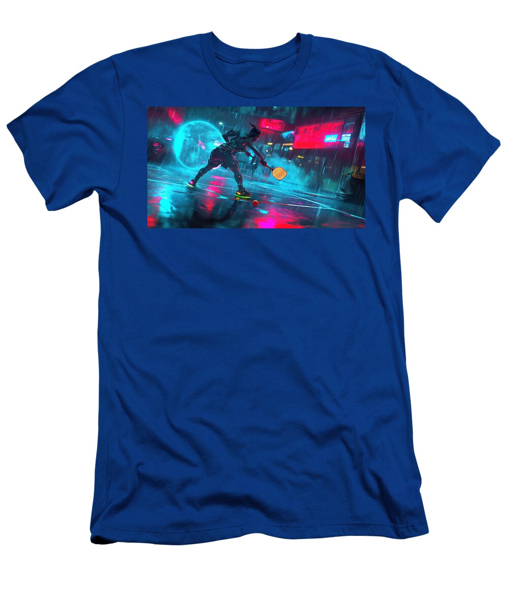 Futuristic Nighttime Pickleball Game Evie Carrier T-Shirt