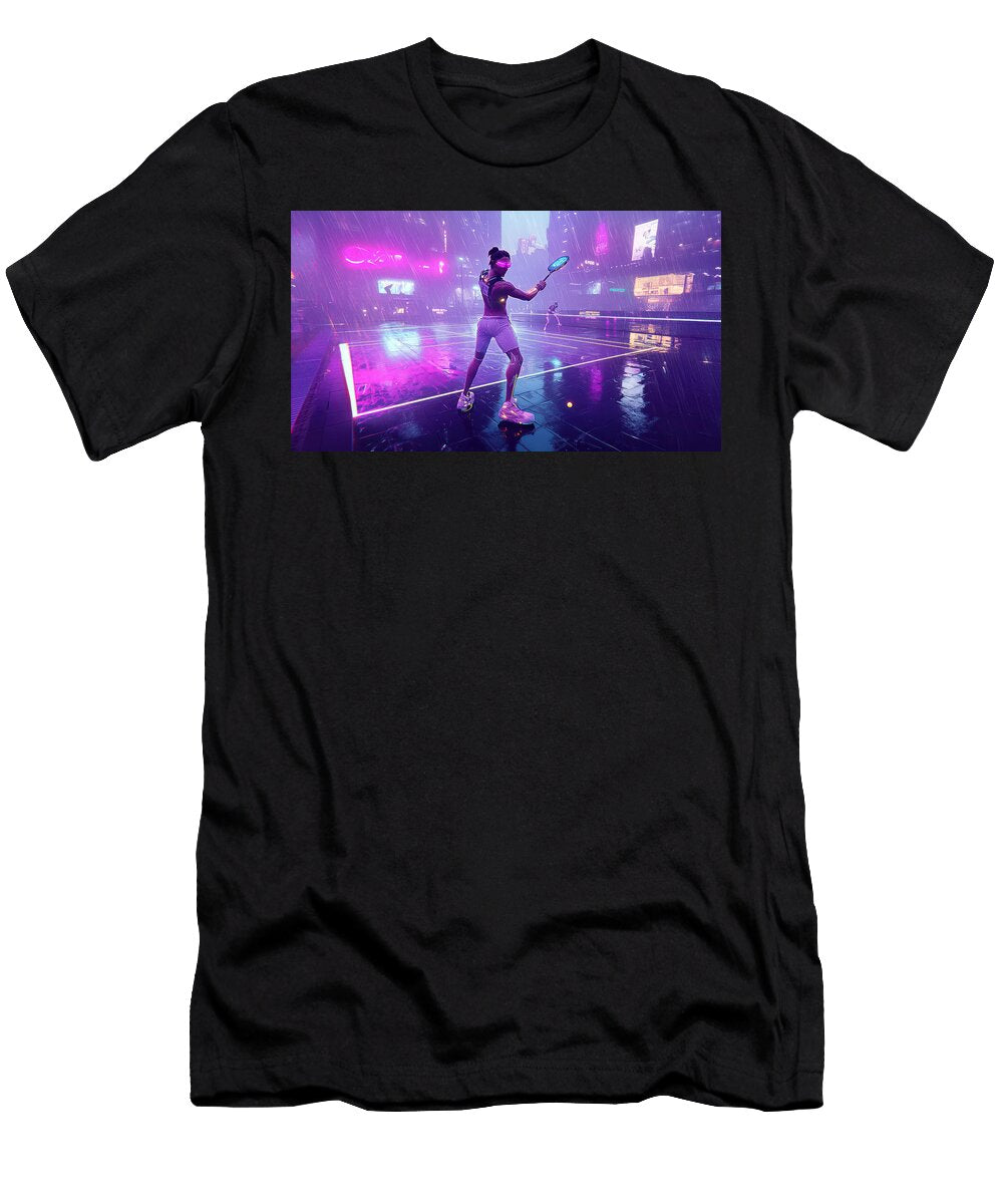 Futuristic Nighttime Pickleball Match Evie Carrier T-Shirt