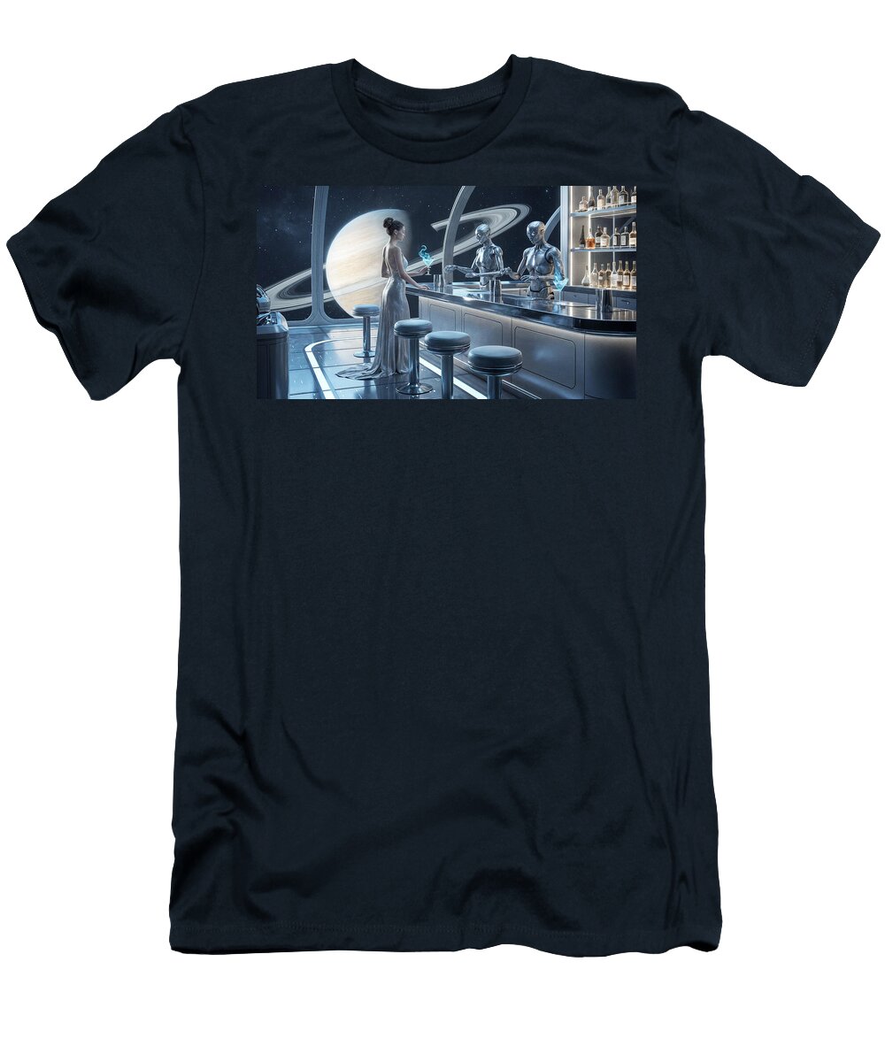 Futuristic Space Bar Scene Mango Art T-Shirt