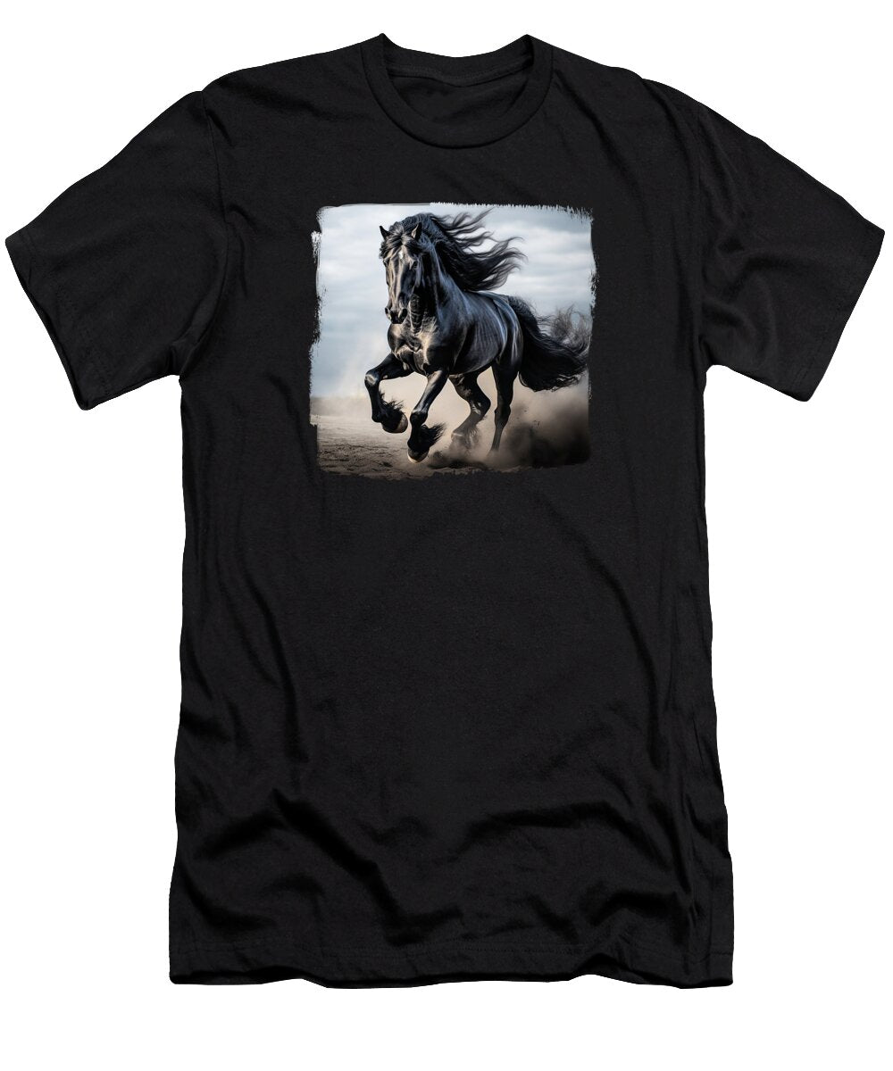 Gallopping Friesian Horse Elisabeth Lucas T-Shirt