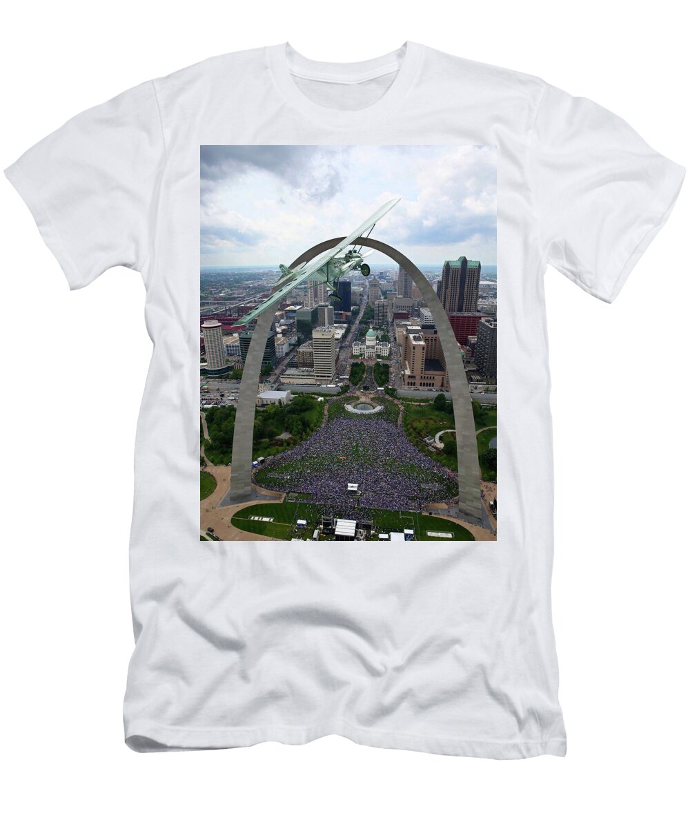Gateway Arch St Louis Blues Stanley Cup Champions Spirit of St Louis Airplane Charles Lindberg Thomas Pollart T-Shirt