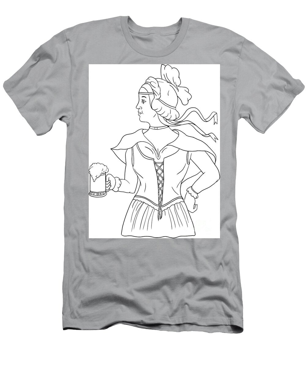 German Barmaid Serving Beer Drawing Aloysius Patrimonio T-Shirt
