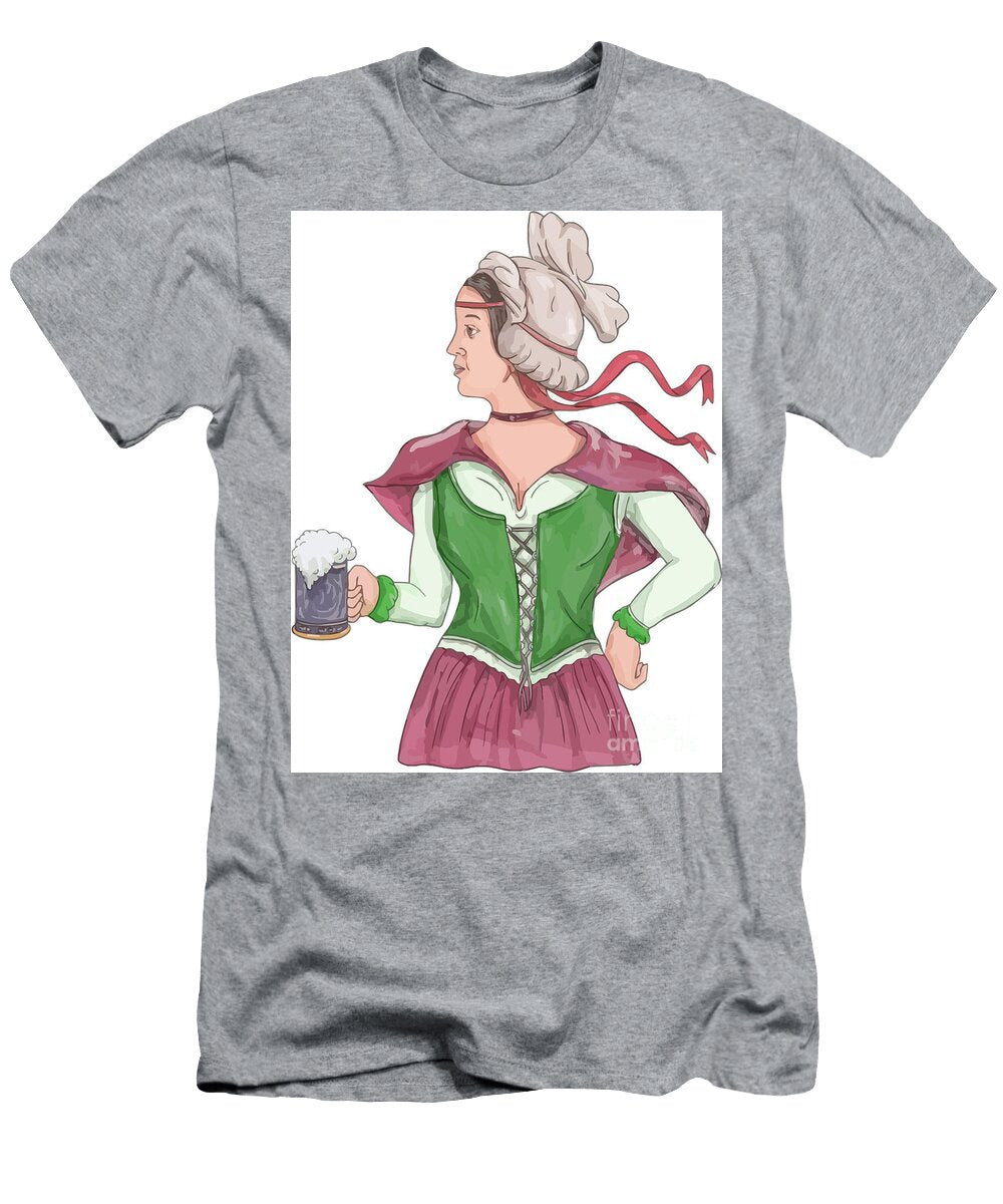 German Barmaid Serving Beer Watercolor Aloysius Patrimonio T-Shirt