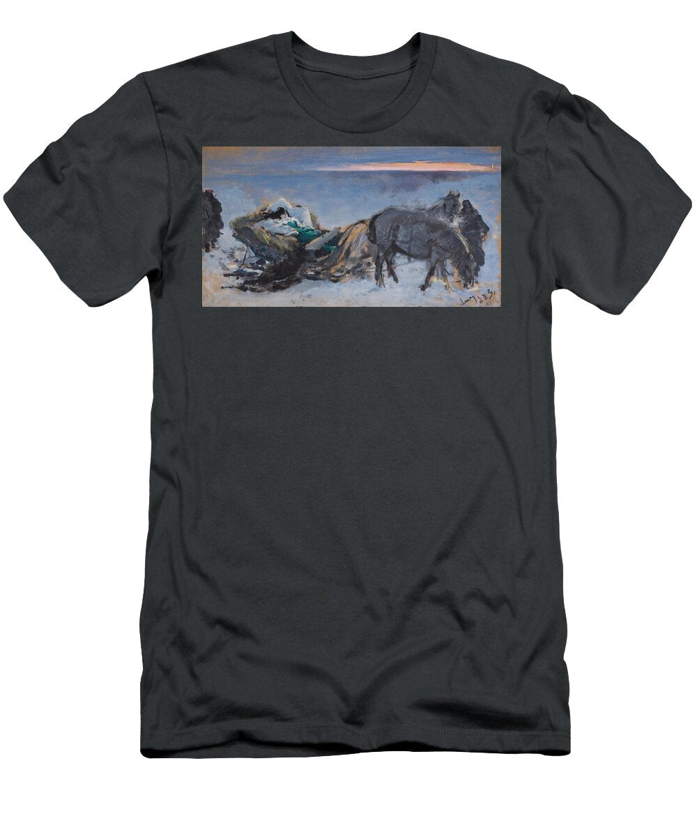 Gertruda Komorowska in the Sleigh Leon Wyczolkowski Polish T-Shirt