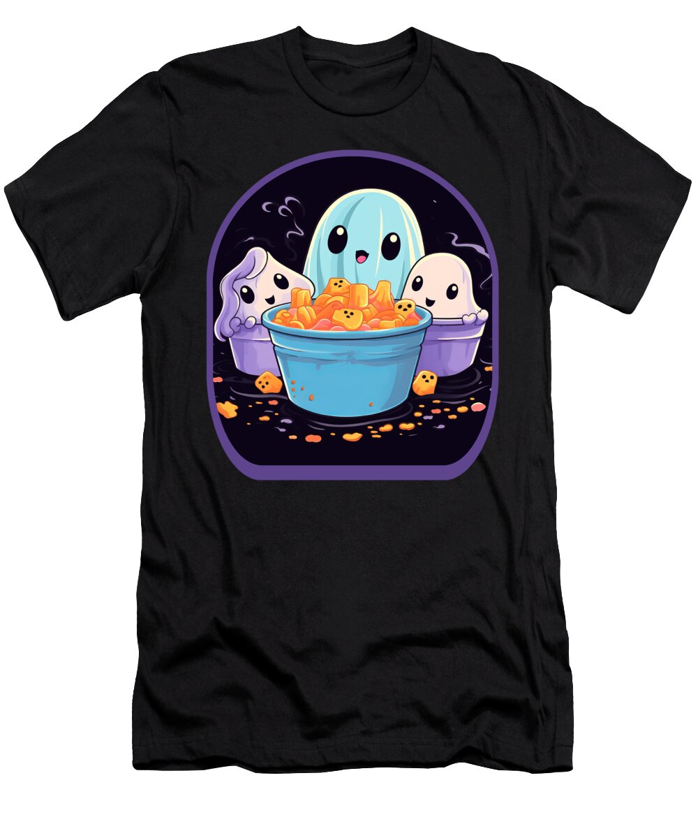 Ghostly Anime Spirits Cute Boba Tea Gaming Controller Ramen Sifou Store T-Shirt