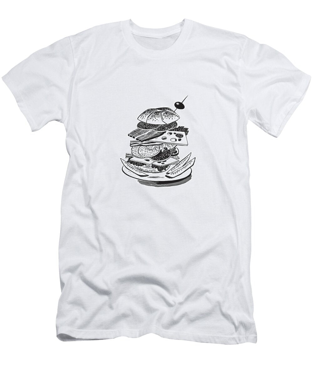 Giant Sandwich on Plate with Pickles on the Side Csa Images T-Shirt