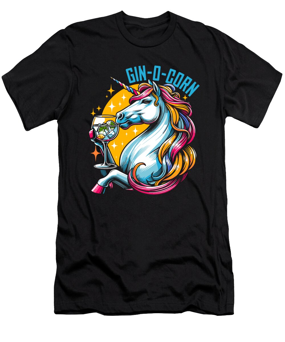 Ginocorn Tonic Alcohol Drinks Cocktail Gin Unicorn Crazy Squirrel T-Shirt