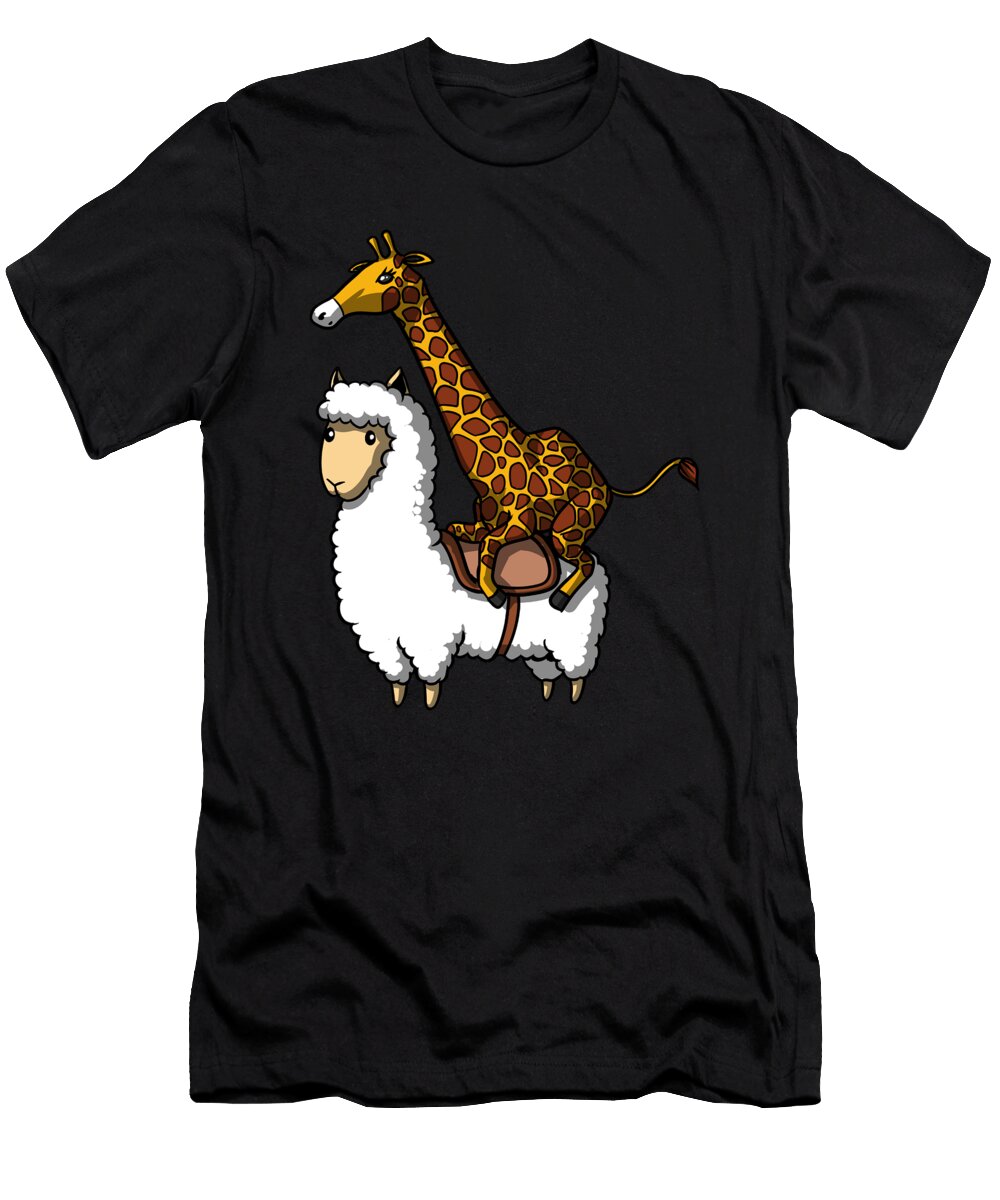 Giraffe Riding Llama Nikolay Todorov T-Shirt