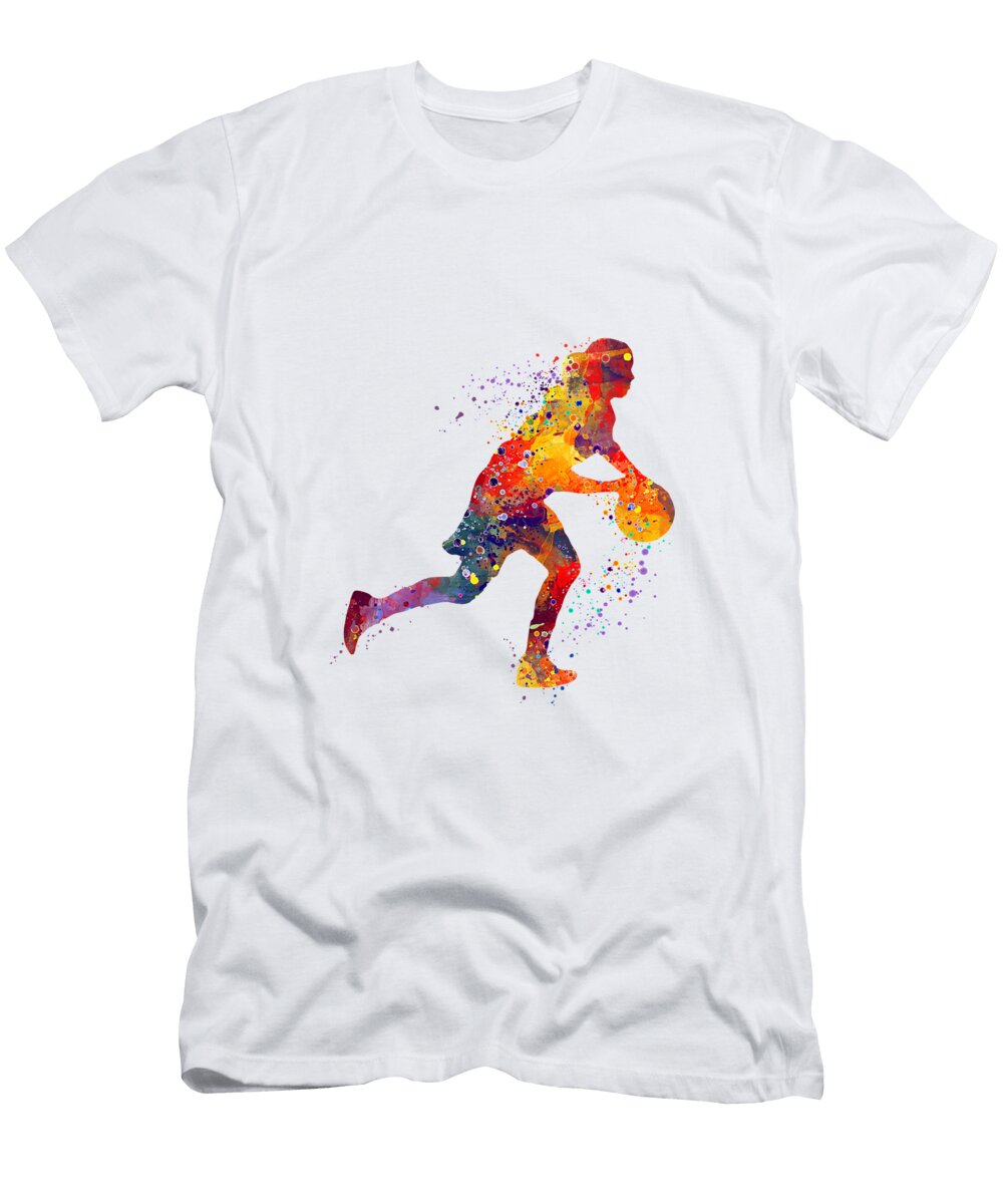 Girl Basketball Dribbling Watercolor White Lotus T-Shirt