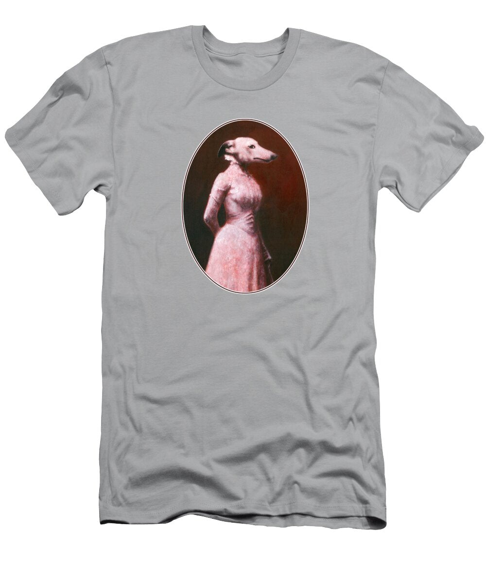 Glamorous Victorian Whippet Lady Oval Michael Thomas T-Shirt