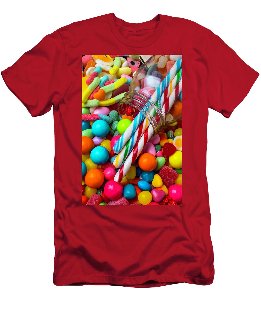 Glass Jar Spilling Candy Garry Gay T-Shirt