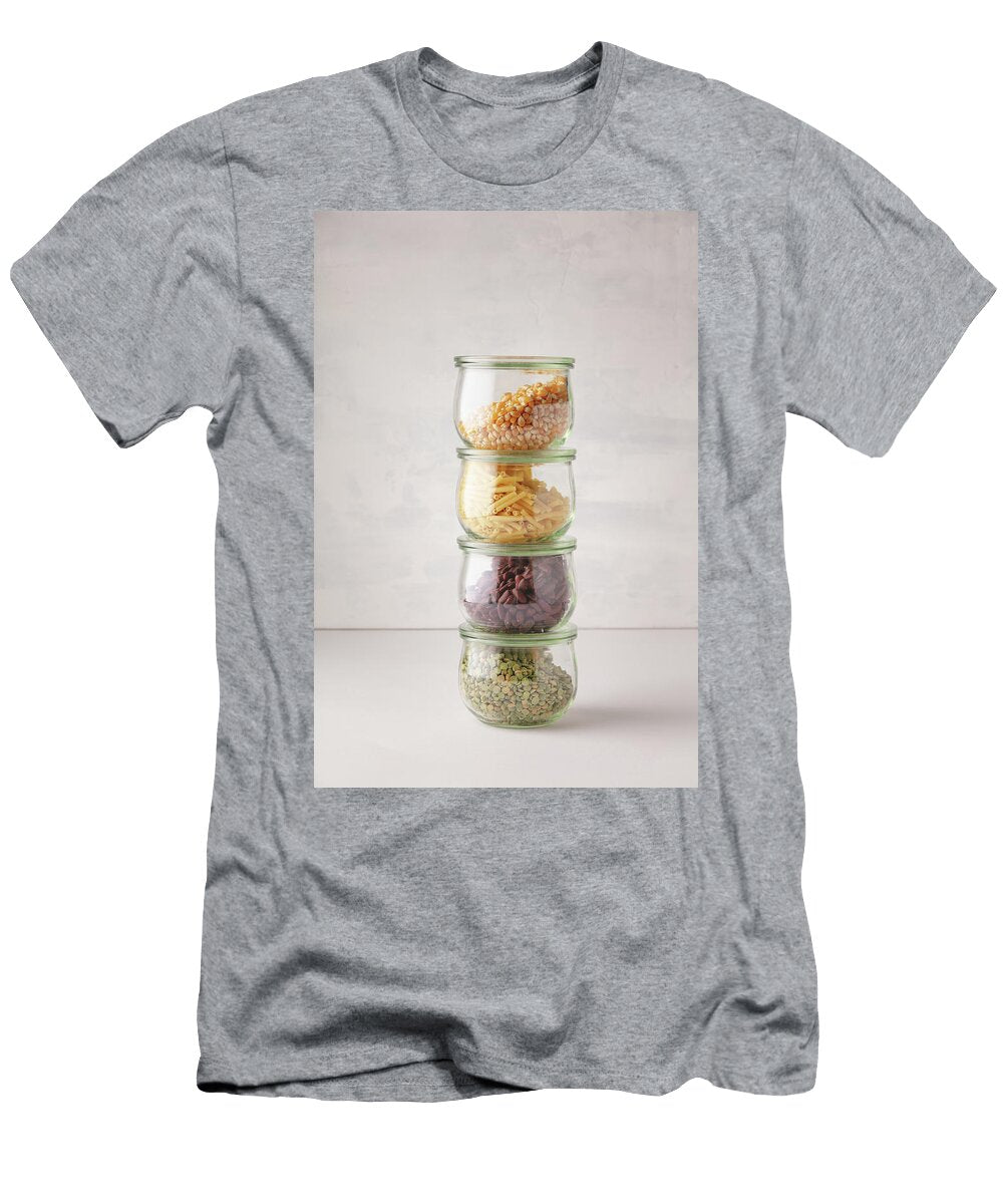 Glass Jars with Pasta Lentils Beans and Corn Natalia Klenova T-Shirt