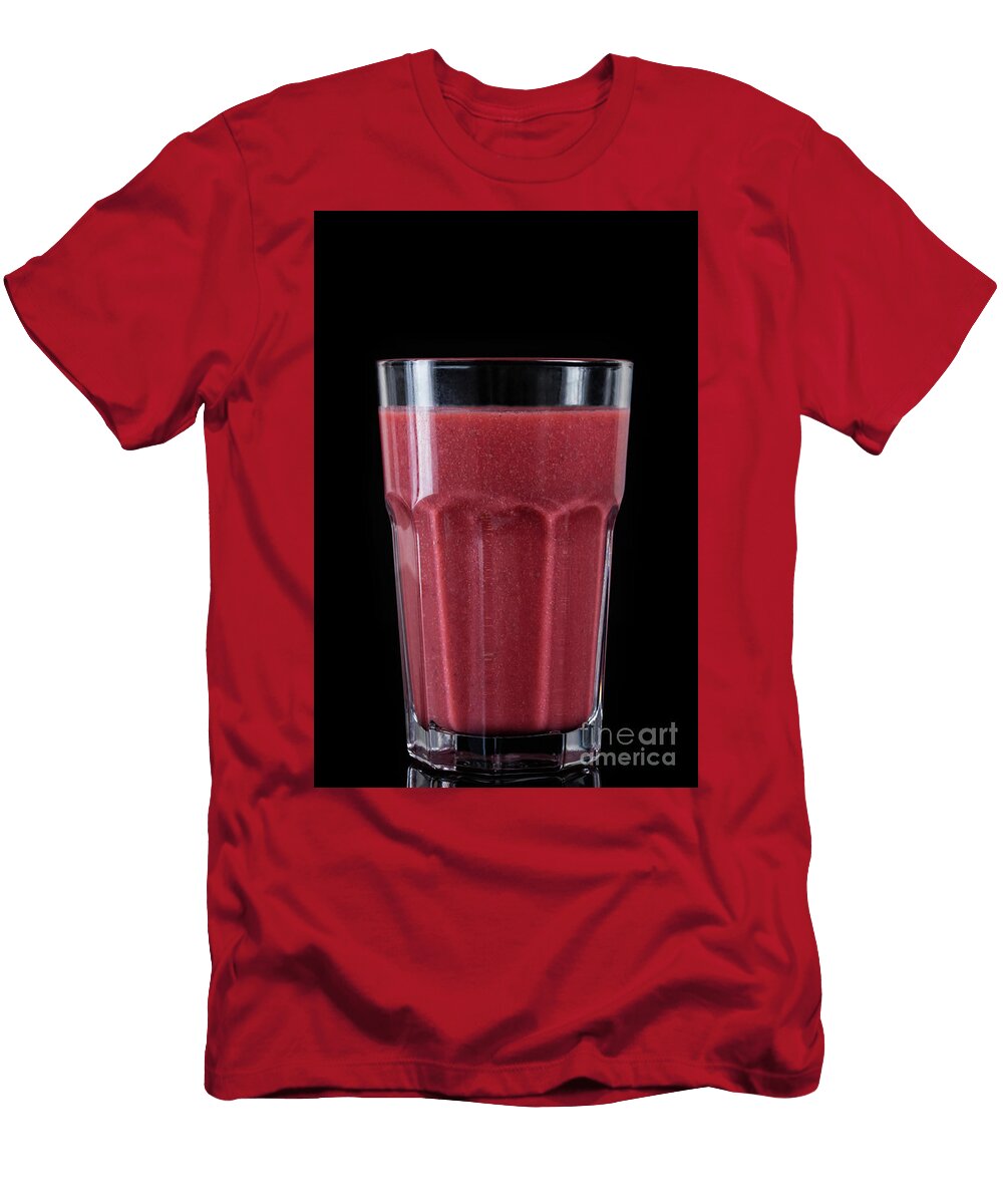 Glass with Strawberry Cocktail on Black Background B D S T-Shirt