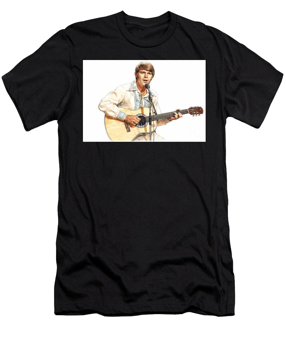 Glen Campbell Painting and Watercolour Country Pop Legend Portrait Print Dcg Art T-Shirt