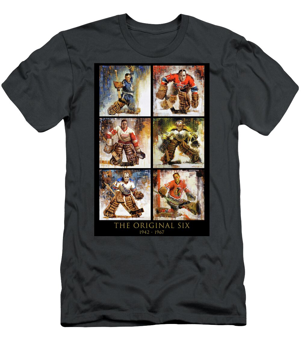 Goalies From the Original Six Hockey Teams Vertical J Markham T-Shirt