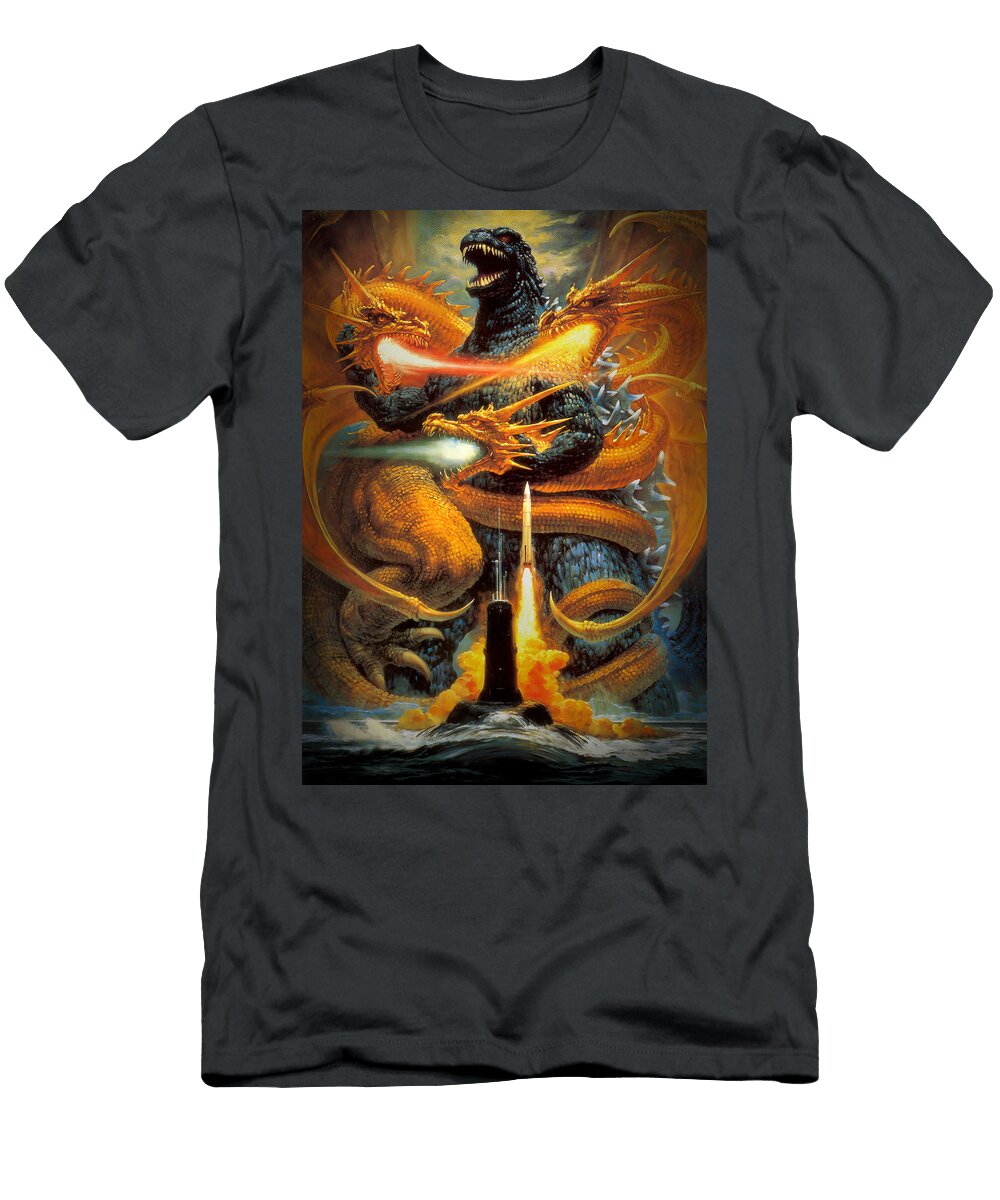 Godzilla 1954 Sci Fi Horror Retro Movie Poster Upscaled T-Shirt