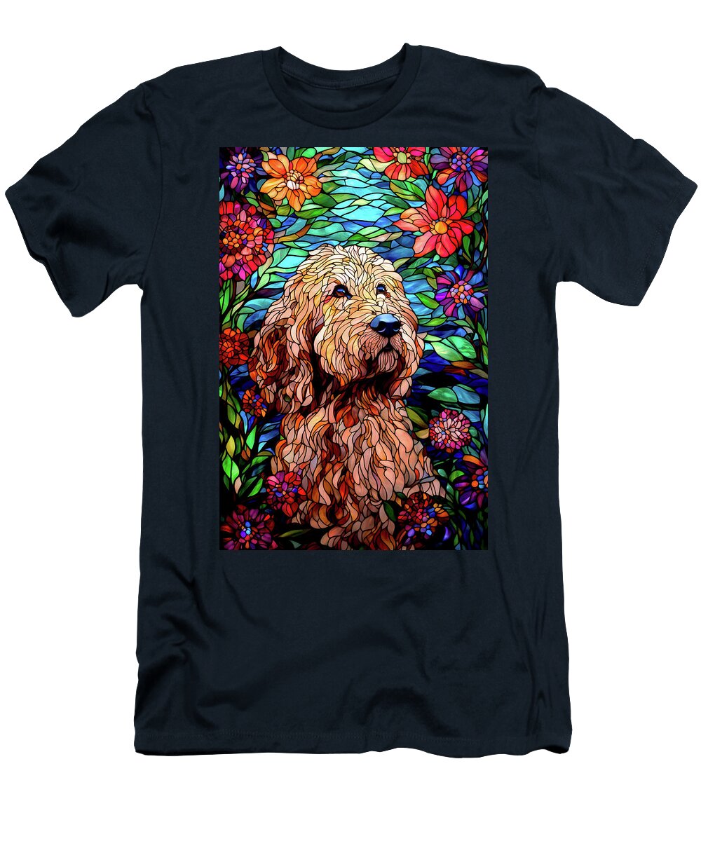 Golden Doodle Stained Glass Peggy Collins T-Shirt