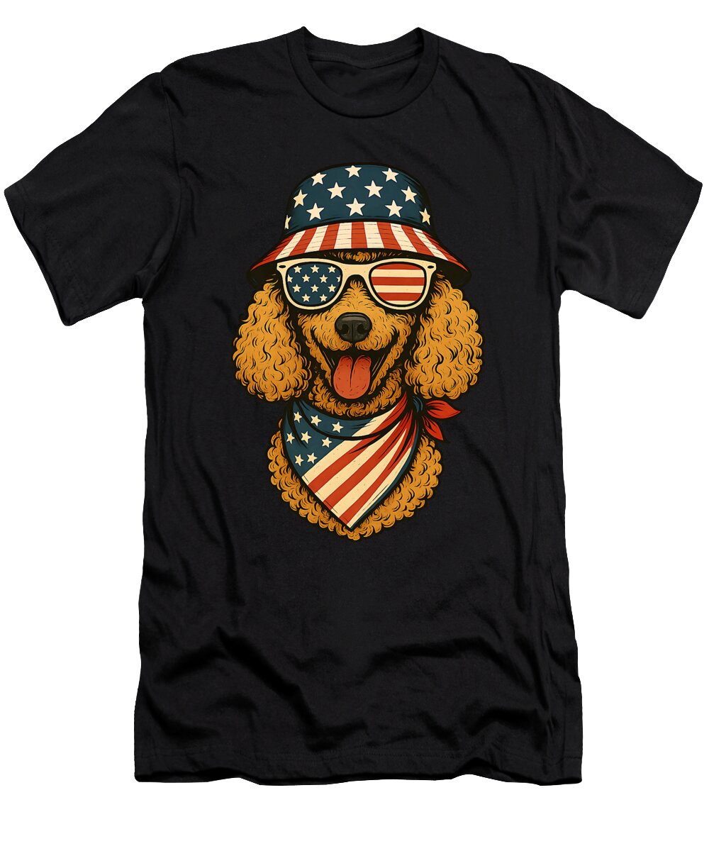 Golden Poodle American 4th of July USA Flag Hats Sophie Eleanor T-Shirt