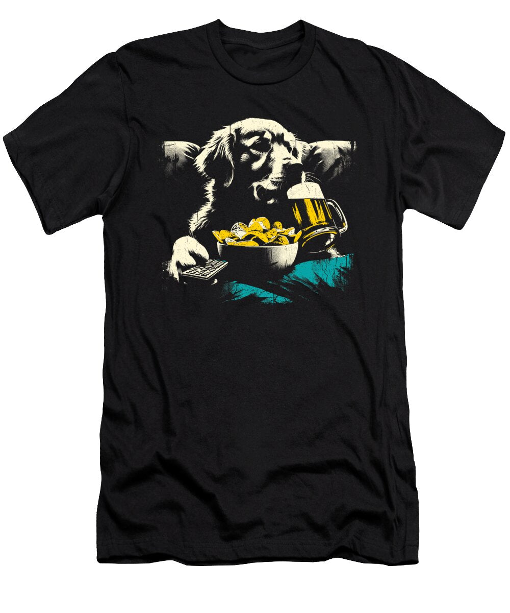Golden Retriever Watching Tv Funny Snacks Beer Dh Bubble T-Shirt