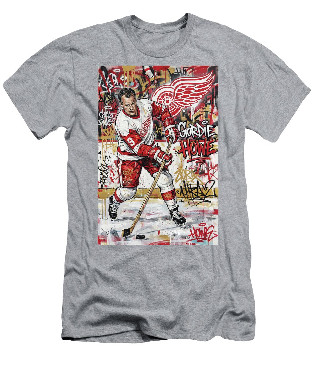 Gordie Howe Graffiti Poster Hockey Player NHL Sampadart Gallery T-Shirt