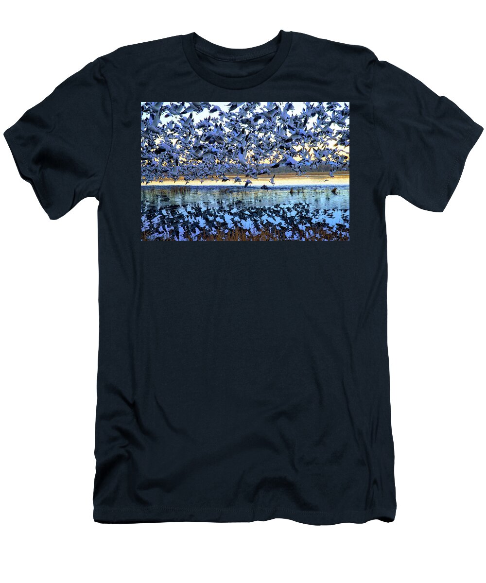 Grand Finale Snow Geese Bosque Del Apache National Wildlife Refu Olena Art Lena Owens T-Shirt