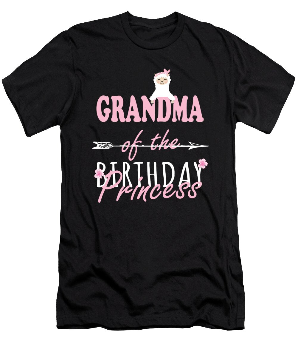 Grandma of the Birthday Princess Llamazing Girl Llama Party Product Art Grabitees T-Shirt
