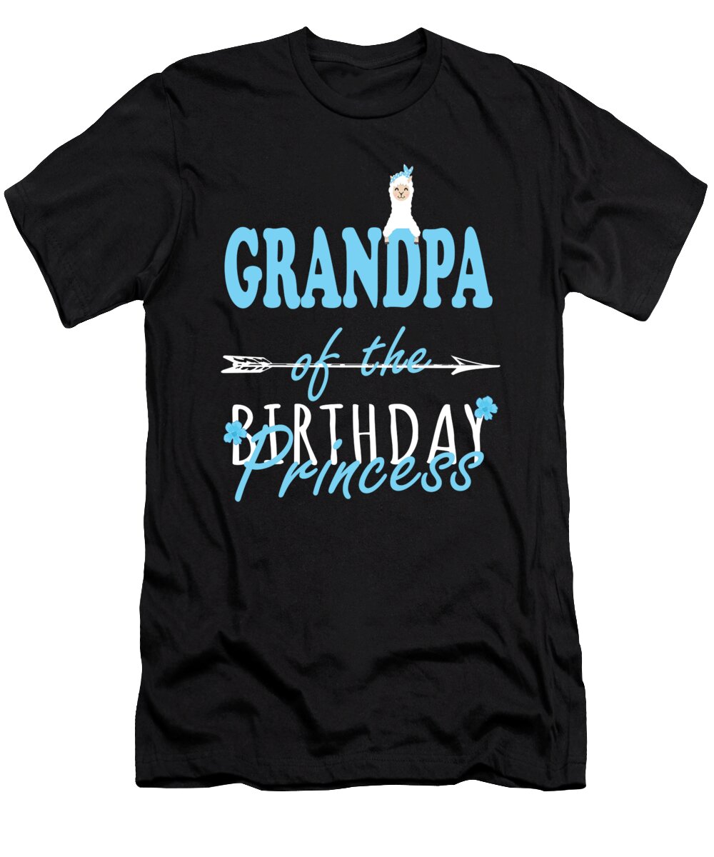 Grandpa of the Birthday Princess Llamazing Girl Llama Party Design Art Grabitees T-Shirt