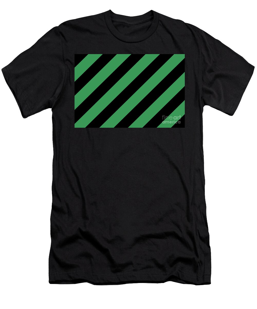 Green and Black Diagonal Stripe Pattern Petite Pattern Minimal Graphic Designs T-Shirt