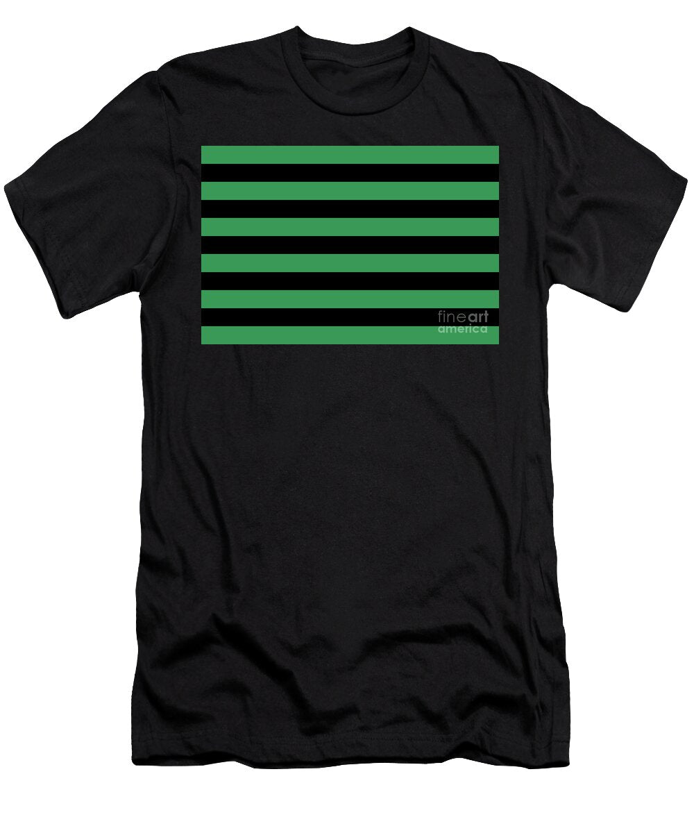 Green and Black Horizontal Stripe Pattern Petite Pattern Minimal Graphic Designs T-Shirt