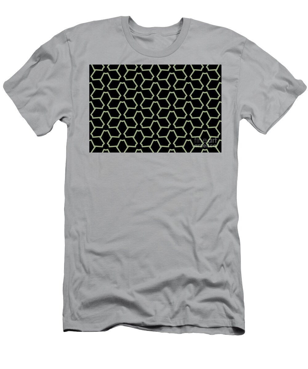 Green and Black Tessellation Line Pattern 12 Petite Pattern Minimal Graphic Designs T-Shirt